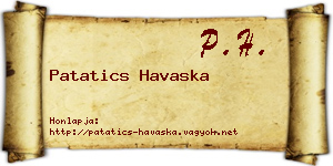 Patatics Havaska névjegykártya